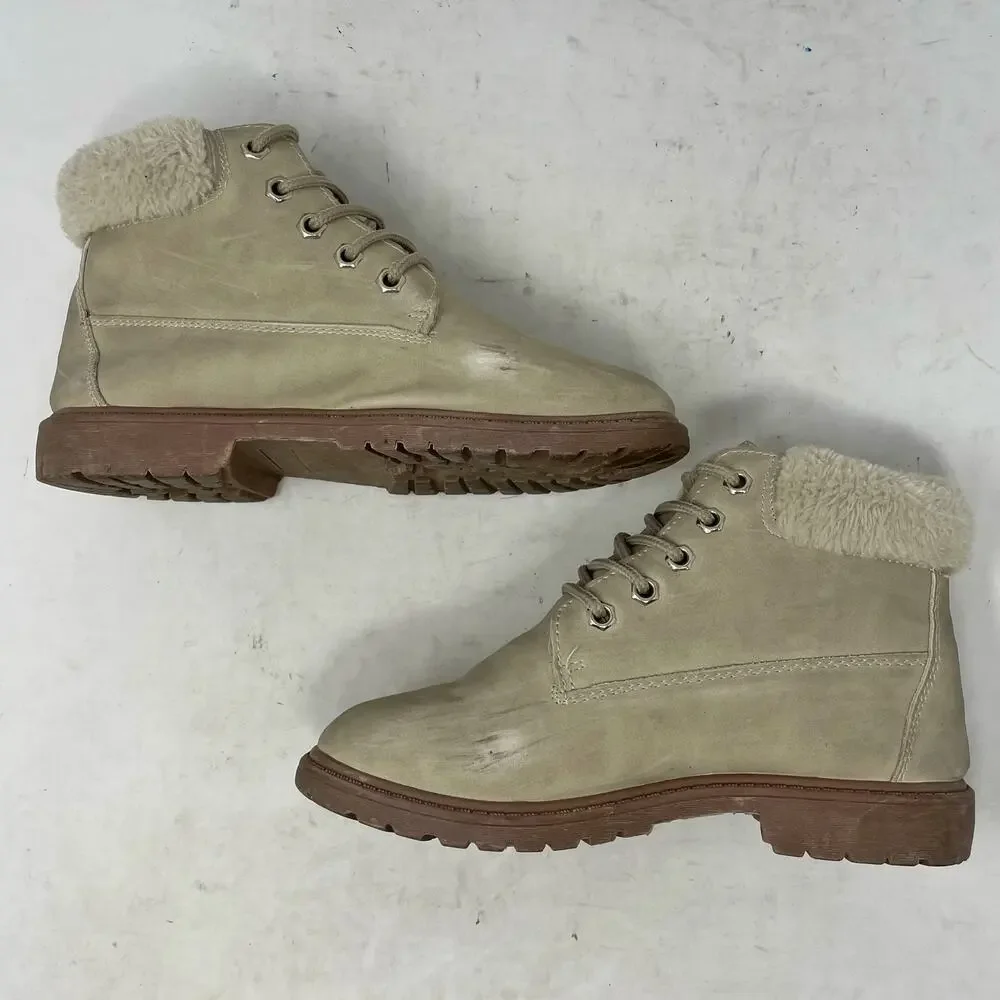 Lucky Top Faux Leather Tan Ankle Boots Girls Youth Girls Size 4 *READ*